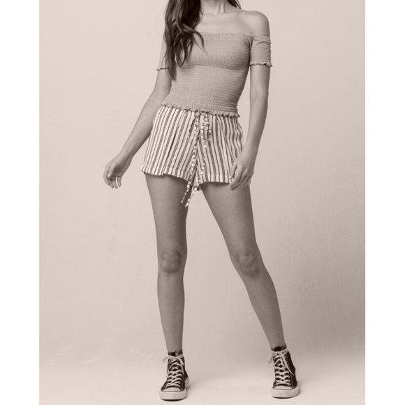 BUNDLE Off-The-Shoulder Tops Grey Wrap Terracotta Pink Coral Smocked Blouse XS - Picture 6 of 13